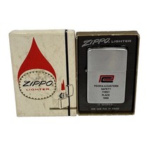Vintage Zippo Lighter Peoria & Eastern Railroad Safety First Place 1969 VG picture