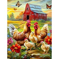 Chickens Diamond Art Kits for Adults, Rooster Diamond Painting Kits for Beginne  picture