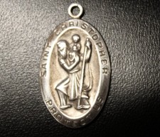 Old Antique SAINT CHRISTOPHER Sterling Silver Pendant picture