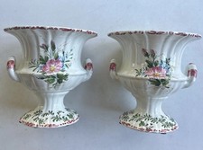 Pair Vintage Italian Painted Ceramic Urns picture
