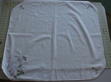 3010 Cute antique 1920'scotton Card Tablecloth, embroidered Lady and flowers picture