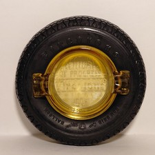 1934 Chicago Century of Progress Firestone Balloon Tire Embossed Amber Ashtray picture