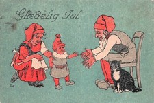Danish Scandinavian Christmas Jens Peter Bie Black Cat Halloween Postcard I32 picture