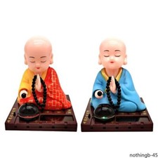 2Pc Solar Powered Shaking Head Buddha Dancing Buddhist Monk Car Decorations picture