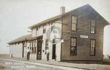 c1910 SOO LINE Railway Depot BROOKS MN RPPC Photo Postcard COPY picture