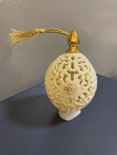 Lenox 2000 Christmas Ball Ornament Hanging Porcelain Ivory/Gold picture