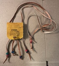 Native American Indian Hand Made Fringed Leather Medicine Bag Pouch Costume picture