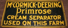 VINTAGE ORIGINAL MCCORMICK-DEERING PRIMROSE CREAM SEPARATOR SIGN picture