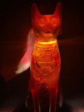 RARE ANCIENT EGYPTIAN ANTIQUE Statue Goddess Bastet Cat for Amber Stone Egypt BC picture
