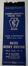 Vtg 1930s Hotel Henry Hudson New York Matchbook Vtg Matches Advertising picture