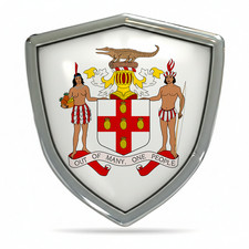 3D Domed Jamaica Coat of Arms Jamaican Flag Car Sticker Resin Emblem Badge... picture