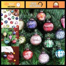 12 Retro Vintage Large Glass Christmas Ornaments - Unique Holiday Decor Balls fo picture