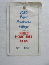 1989 PREAKNESS INFIELD PICNIC AREA TICKET STUB SUNDAY SILENCE EASY GOER picture