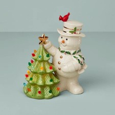 Lenox China HAPPY HOLLY DAYS Retro Tree Lit Figurine N/O picture