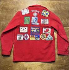 VTG 70’s BOY SCOUTS OF AMERICA 552 RED WOOL 15+ Pennsylvania PATCHES YOUTH Sz 16 picture