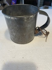 Vintage Large Tin Civil War Reenactment Cup W Leather Tie picture