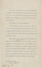 1866 – Raising Funds to Buy  a Boarding House for a Destitute New York Widow picture
