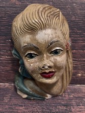Rare Vintage 1930s Chalk ware Lady Face Wall Decor picture