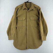 Vintage 40s WWII Field Shirt Mens 16 / 33 OD Wool Button Up  picture