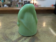 Vintage McKee Bottoms Up Shot Glass Cup JADEITE GREEN UV Uranium Pat 77725 picture