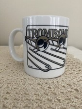Vintage MA TROMBONE Coffee Mug White Black Gold Ceramic 1993 picture