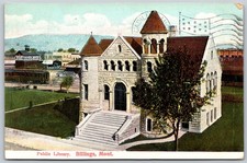 c1908 Public Library Billings Montana ANTIQUE Postcard 5238 picture