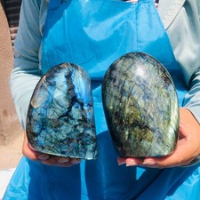 5.65LB 2Pcs Natural Gorgeous Labradorite Quartz Crystal Stone Specimen Healing picture
