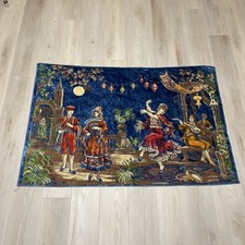 Vintage Blue Velvet Tapestry Wall Hanging Spanish Flamenco Dancers 56x36 picture