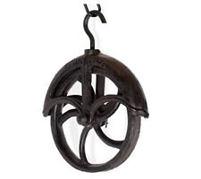 Makara Cast Iron Vintage Industrial Wheel Farmhouse Pulley 7 Inch Rustic Brown picture