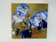 Catherine Claxton Blue Flax flowers ceramic tile coaster Sedona NM 4