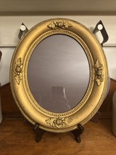 Antique Victorian Picture Frame Oval Gold Wood And  Gesso 12”x14” Fit 8”x10” picture
