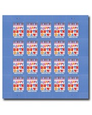 USPS SHEET OF 20 FIRST CLASS LETTER STAMPS HAPPY BIRTHDAY picture