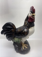 Vintage Three Hands Corp Majolica Ceramic Rooster Figurine Large 17