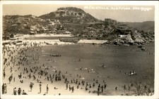 Acapulco Beach Scene Caletilla c1940s Real Photo Vintage Postcard picture