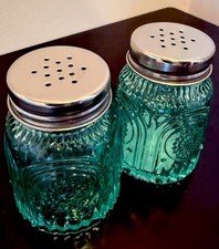The Pioneer Woman Adeline Turquoise Pressed Glass Salt & Pepper Shaker Set picture