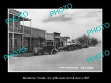 OLD LARGE HISTORIC PHOTO OF HAWTHORNE NEVADA THE MAIN STREET & STORES c1940 picture