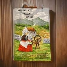 Vtg CottonTeaTowel “Granny’s HielanHame” ScottishTraditional Song Primitive  picture