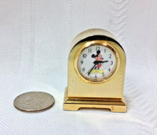 Vintage Disney Mickey Mouse Miniature Brass Mantle Clock 2