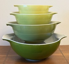 4 Vintage Pyrex Cinderella Mixing Bowls Avocado Gradient 441 442 443 444 picture