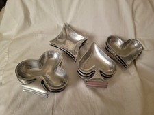 12 Vntg Metalware 4 Poker Shaped Snack Dishes Various Sizes Unbranded picture