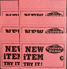 1950s Lot of Six (6) Small Clover Farm Cardboard Produce Sign - New Old Stock picture