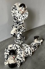 Mime Art Deco Pierrot Clowns Black & White Ceramic Figurines 1980's Vintage 11