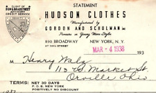 1938 HUDSON CLOTHES GORDON AND SCHULMAN N.Y. YOUNG MENS  BILLHEAD STATEMENT Z502 picture