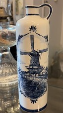 Vintage Bols Delft Blue Ceramic Bottle | Dutch Windmill Decanter Jug  picture