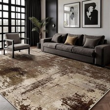 5x7 Area Rugs - Modern Abstract Washable Rug, Ultra Soft Non Slip Low Pile Brown picture