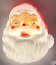 VTG 1968 EMPIRE Blow Mold Lighted Santa Claus Head Face 17” Christmas Decor picture