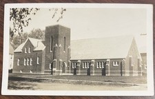 Antique RPPC Old Church Religious Real Photo Postcard AZO Stamp Box c.1926-1940s picture