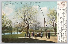 Central Park Davenport Iowa Flagpole Children UDB 1906 Postmark Postcard picture