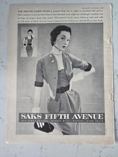 1950 Women's Campus Career dress Saks Fifth Avenue Dovima vintage fashion ad picture