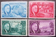 75 YEAR OLD 1945/6 #930-3 WW2 US Stamp FDR Franklin D.Roosevelt 1 Set of 4pc MNH picture